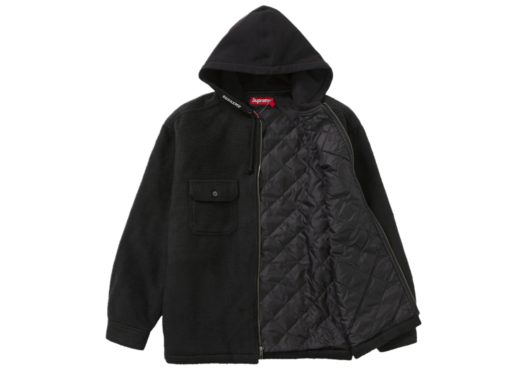Buy Supreme Fleece Zip Up Hooded Shirt Black - Novelship