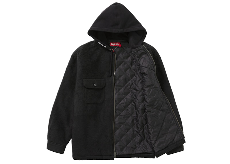 Supreme Fleece Zip Up Hooded Shirt Black 圖 2