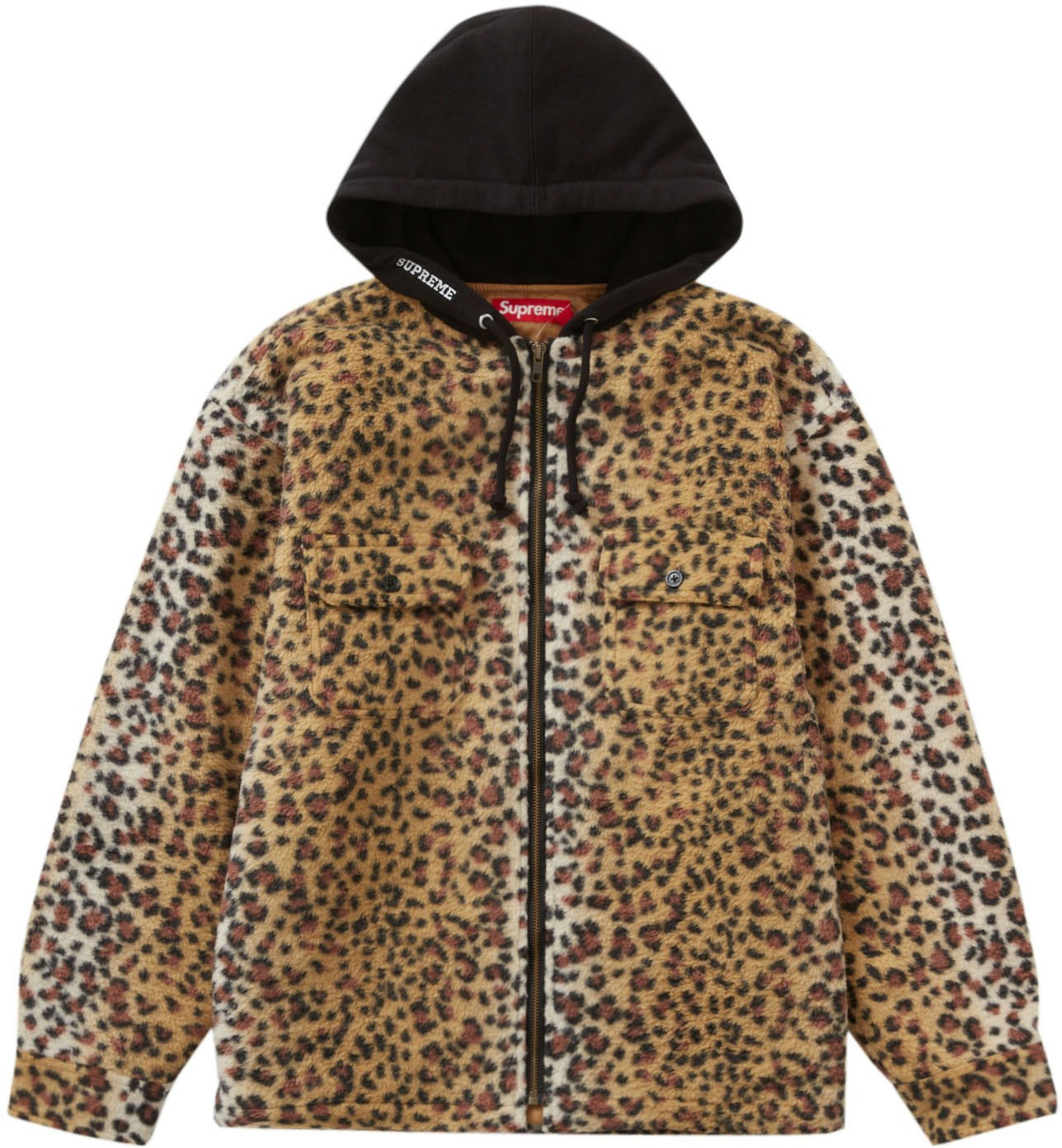 Supreme Fleece Zip Up Hooded Shirt Brown Leopard - Novelship