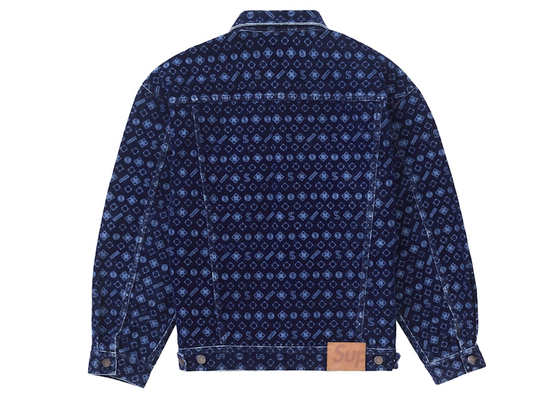 Order Supreme Flocked Denim Trucker Jacket Blue