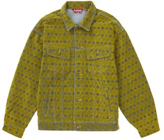 Supreme Flocked Denim Trucker Jacket Mustard Supreme Flocked Denim Trucker Jacket Mustard