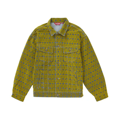 Supreme Flocked Denim Trucker Jacket Mustard