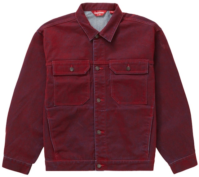 supreme-flocked-denim-trucker-jacket-red