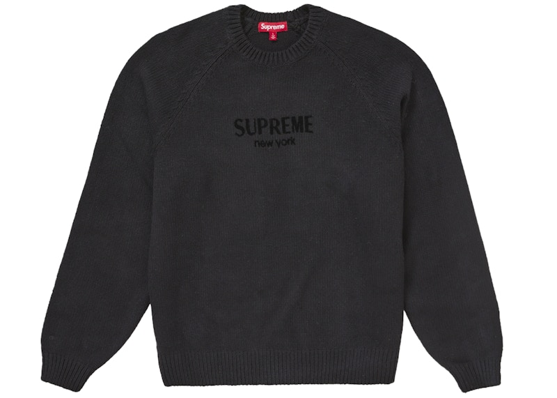 Supreme Flocked Logo Sweater Black