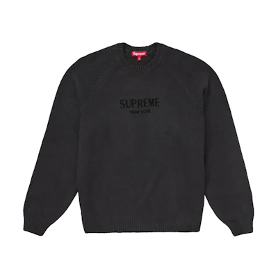 Supreme Flocked Logo Sweater Black