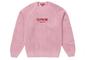 Supreme Flocked Logo Sweater Pink Supreme Flocked Logo Sweater Pink