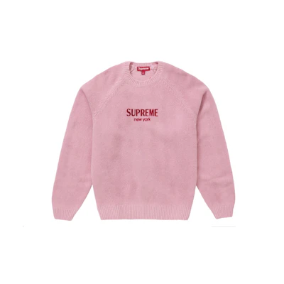 Supreme Flocked Logo Sweater Pink