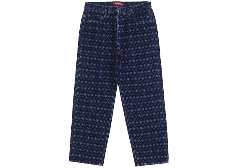 Supreme Flocked Loose Fit Jean Blue