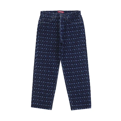 Supreme Flocked Loose Fit Jean Blue