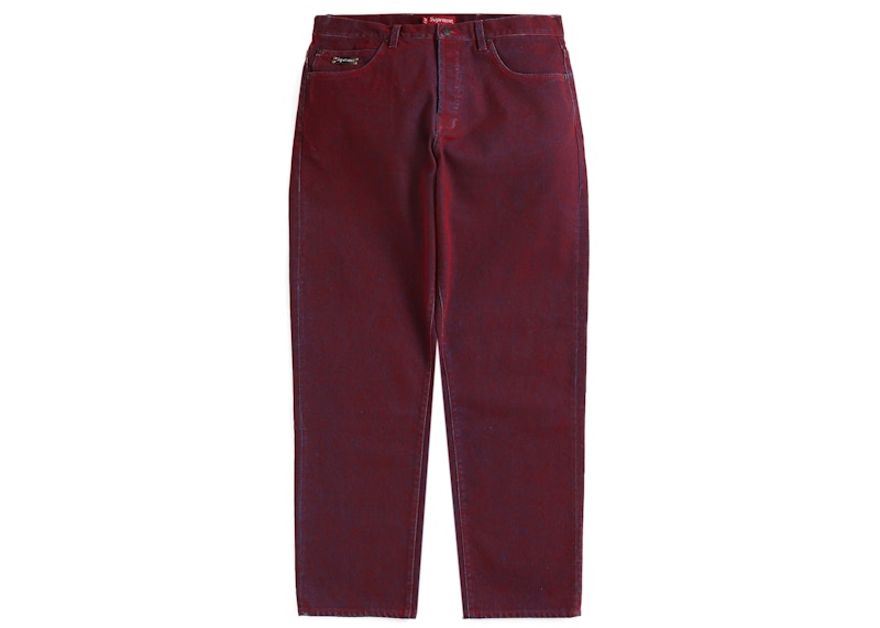 Supreme Flocked Regular Jean Red