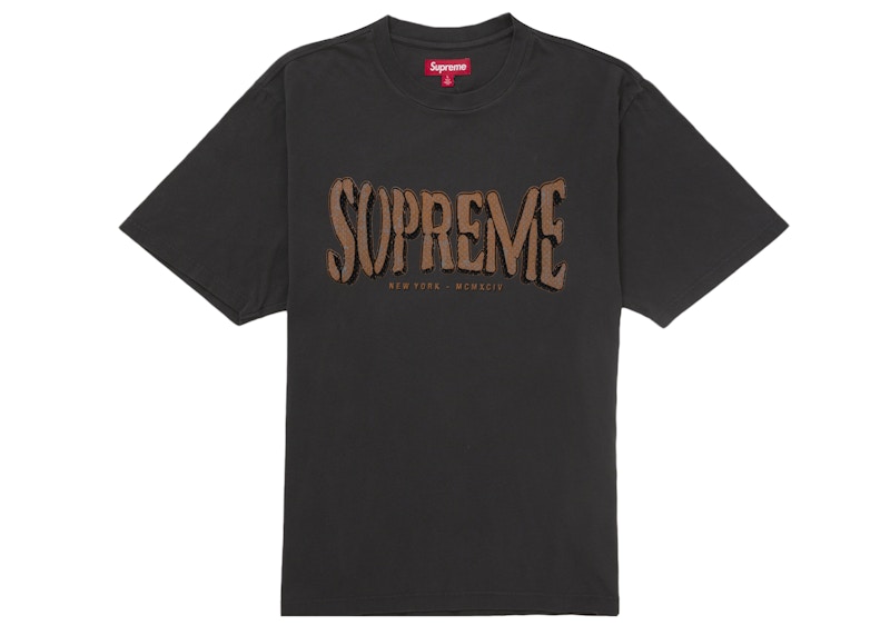 Supreme Flocked Washed S/S Top Black