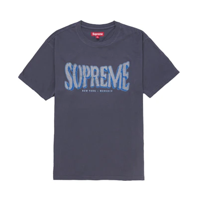 Supreme Flocked Washed S/S Top Navy