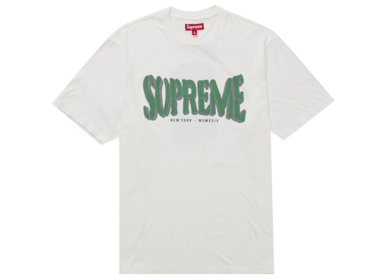 Supreme Flocked Washed S/S Top White