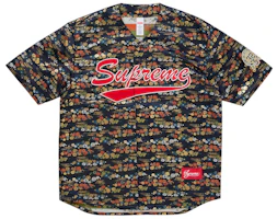 Supreme Floral Jacquard Baseball Jersey Navy Supreme Floral Jacquard Baseball Jersey Navy