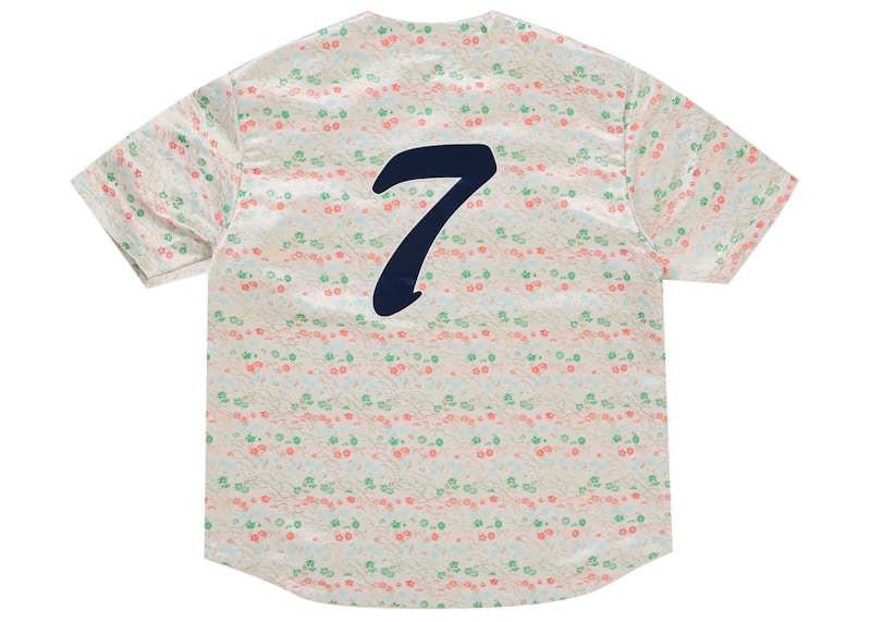 Order Supreme Floral Jacquard Baseball Jersey Putih