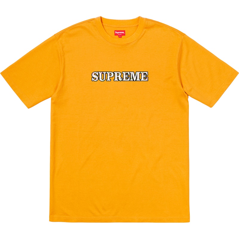 Supreme Floral Logo Tee Gold