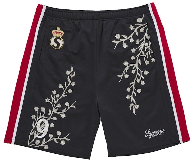 supreme-floral-soccer-short-black