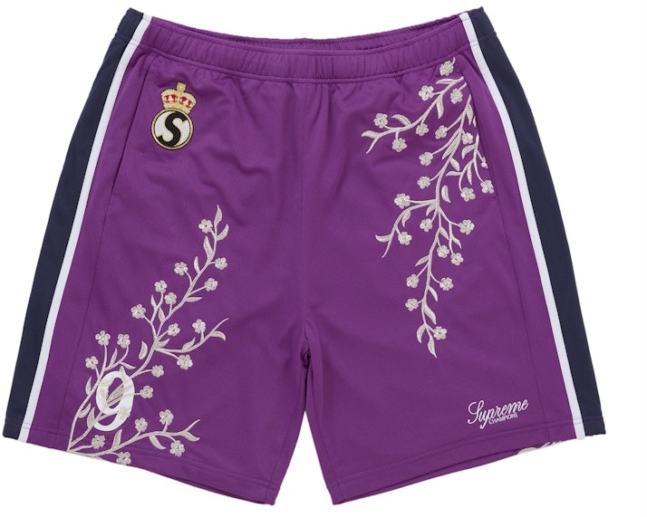 supreme-floral-soccer-short-purple