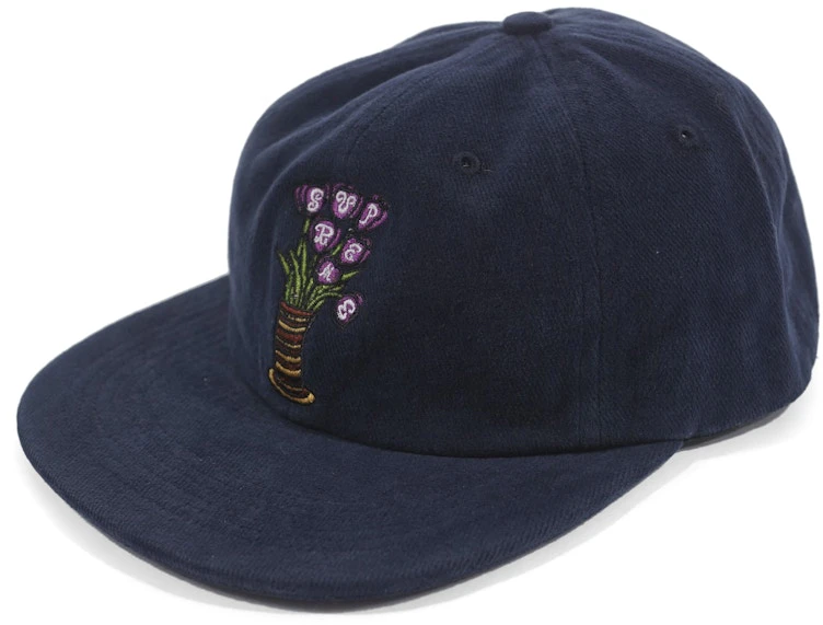 supreme-flowers-6-panel-navy