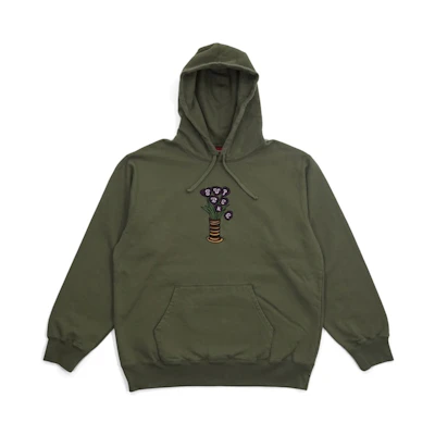 Supreme Flowers Hooded Sweatshirt Light Olive