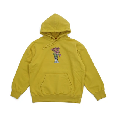 Supreme Flowers Hooded Sweatshirt Mustard