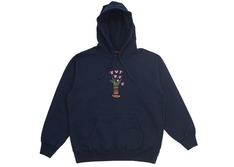 Supreme Flowers Hooded Sweatshirt Navy