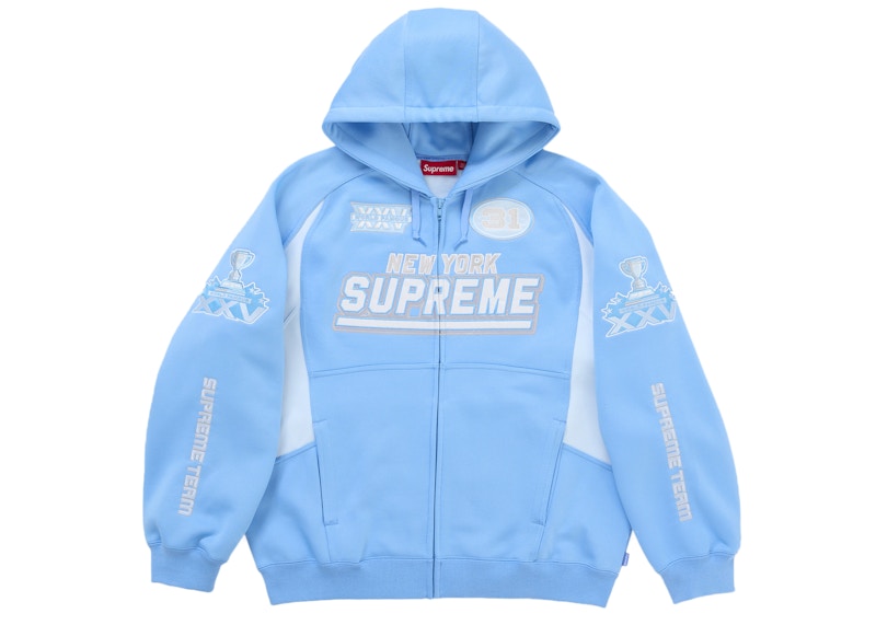 Supreme Football Zip Up Hooded Sweatshirt (FW25) Light Blue