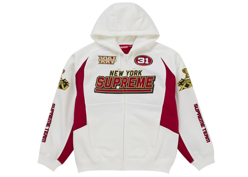 Supreme Football Zip Up Hooded Sweatshirt (FW25) White