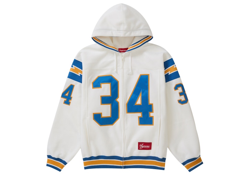 Supreme Football Zip Up Hooded Sweatshirt White