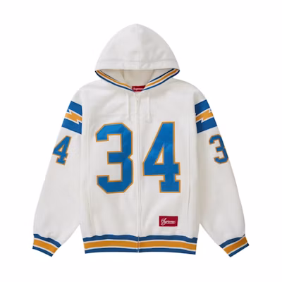 Supreme Football Zip Up Hooded Sweatshirt White