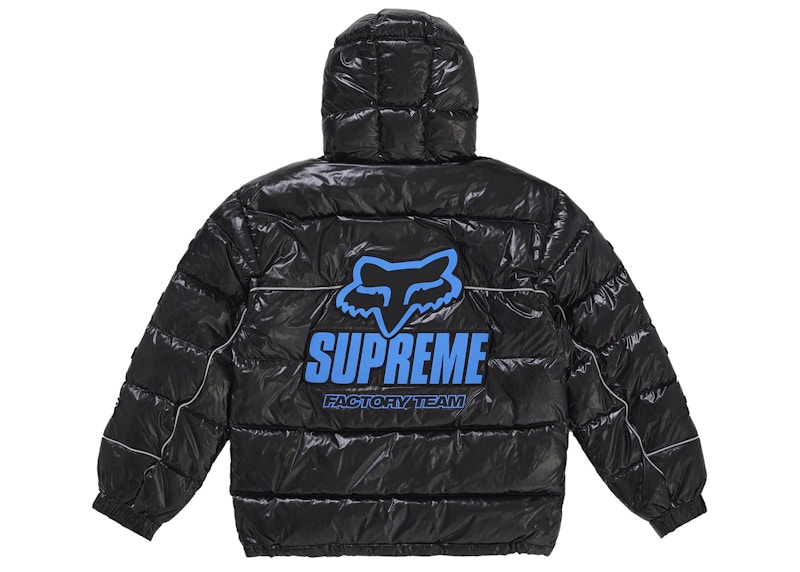 Shop シュプリーム フォックスレーシング シャイニーダウンパファージャケット ブラック