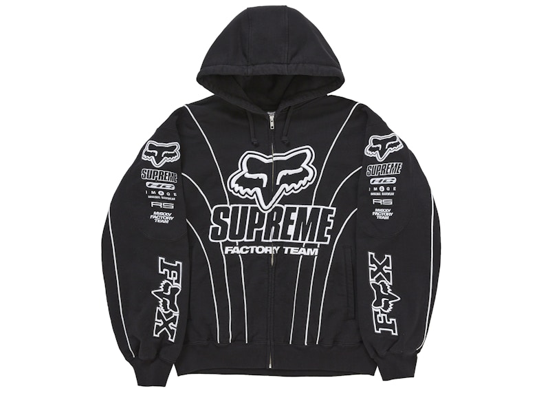 Supreme Fox Racing Zip Up Hooded Sweatshirt Black