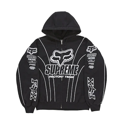 Supreme Fox Racing Zip Up Hooded Sweatshirt Black