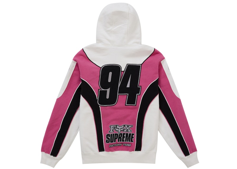 Order シュプリーム フォックスレーシング ジップアップ フーディー スウェットシャツ ホワイト
