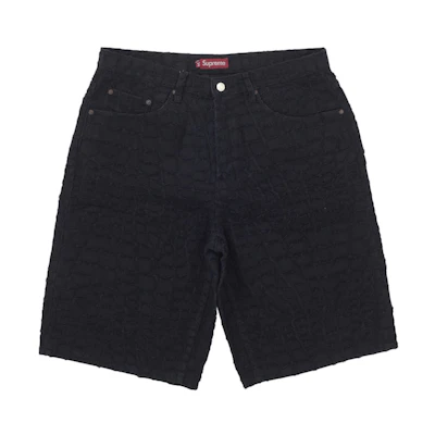 Supreme Frayed Croc Baggy Denim Short Black