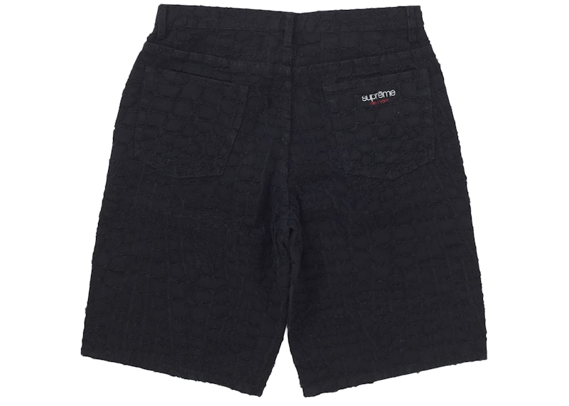Supreme Frayed Croc Baggy Denim Short Black 圖 2