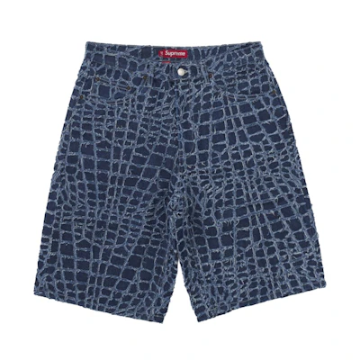 Supreme Frayed Croc Baggy Denim Short Indigo