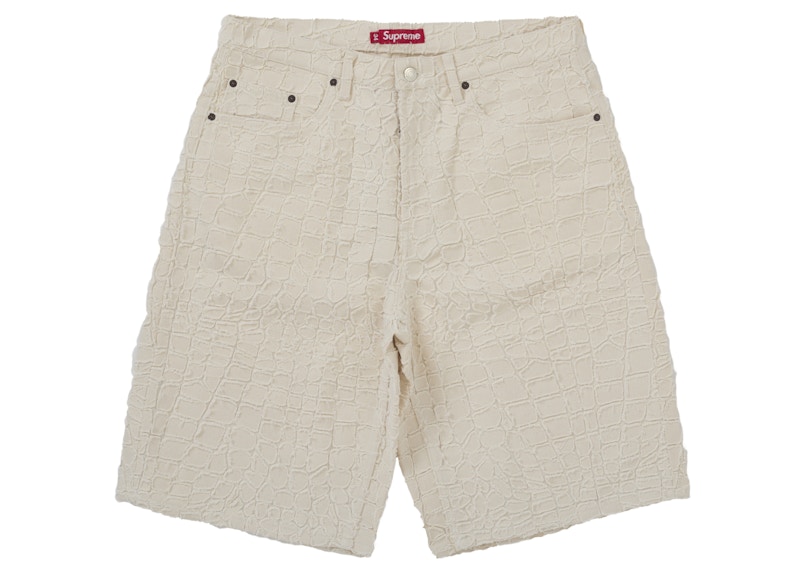 Supreme Frayed Croc Baggy Denim Short Natural