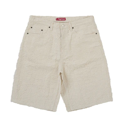Supreme Frayed Croc Baggy Denim Short Natural