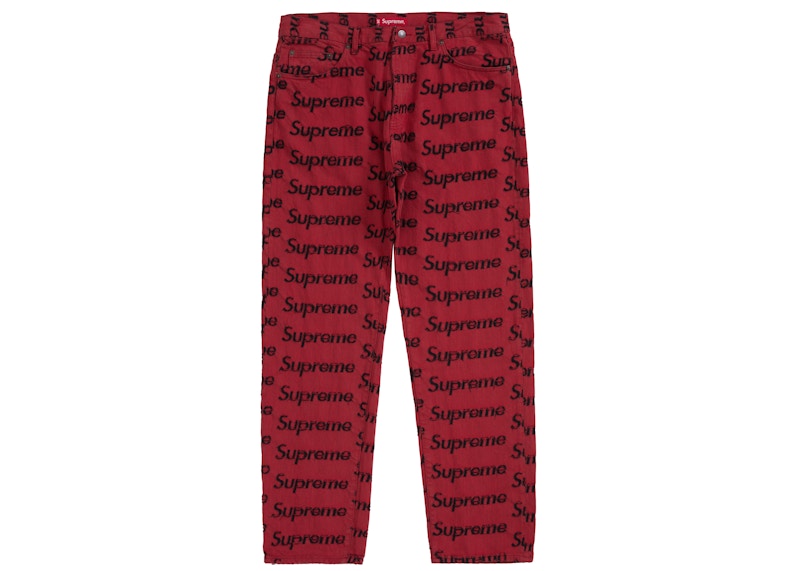 Buy Supreme Jeans Merah dengan Logo Robek Regular
