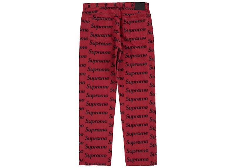 Supreme Frayed Logos Regular Jean Red 圖 2
