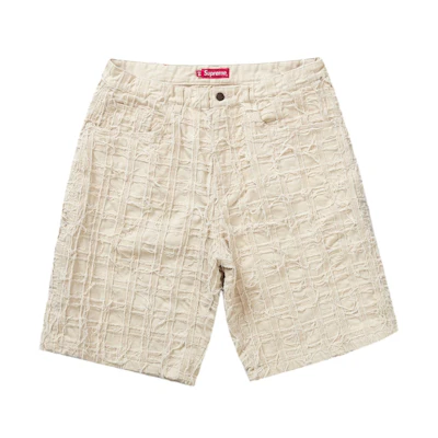 Supreme Frayed Patchwork Baggy Denim Short Natural