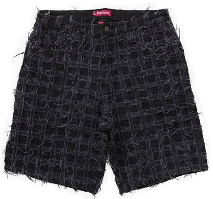 Supreme Frayed Patchwork Baggy Denim Short Washed Black Buy Supreme Frayed Patchwork Baggy Denim Short Washed Black