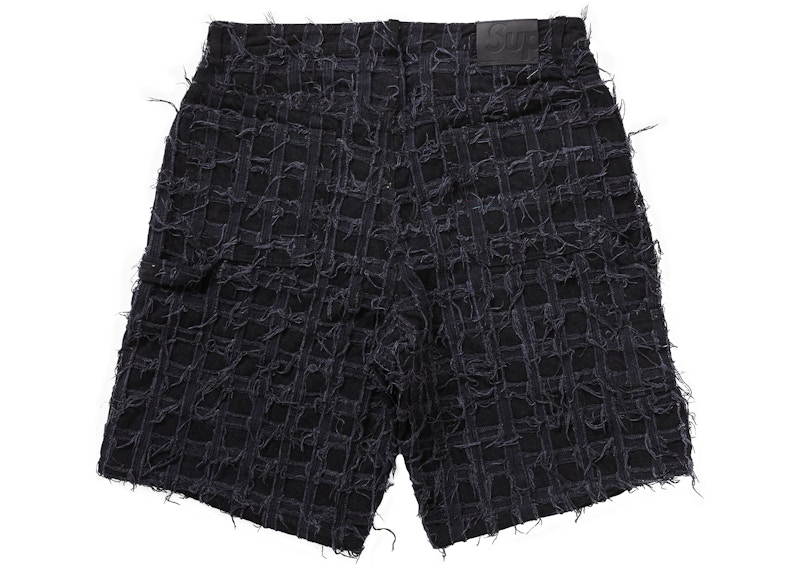 Supreme Frayed Patchwork Baggy Denim Short Washed Black 圖 2