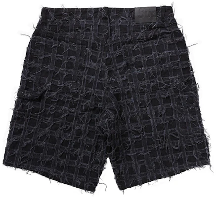 Supreme Frayed Patchwork Baggy Denim Short Washed Black Order Supreme Frayed Patchwork Baggy Denim Short Washed Black
