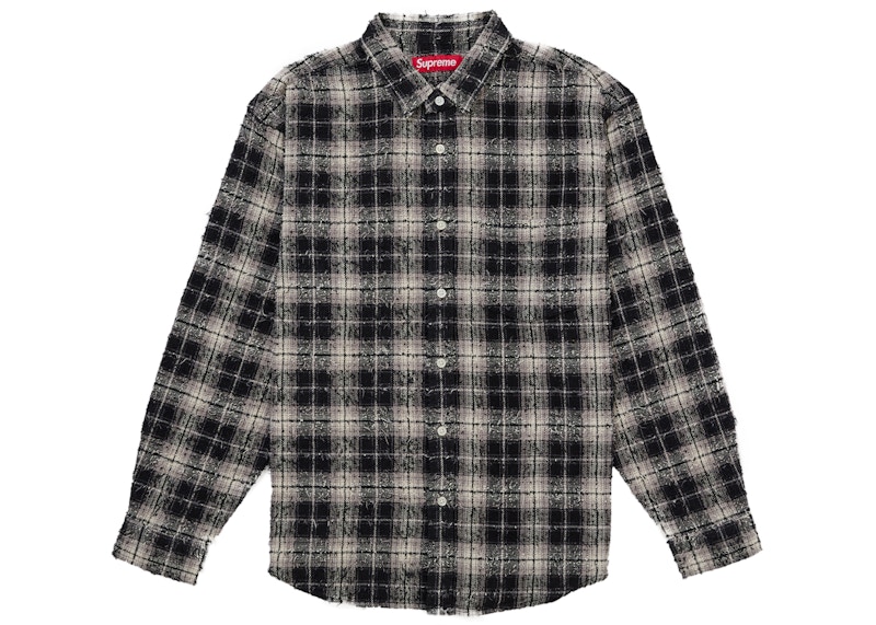 Supreme Frayed Textured Plaid Shirt Black