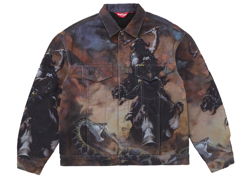 Supreme Frazetta Faux Shearling Lined Trucker Jacket Multicolor