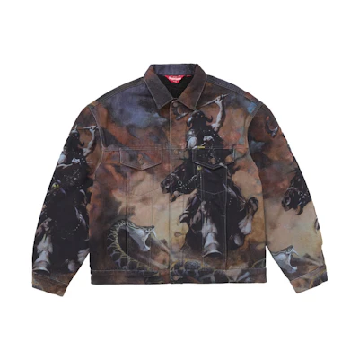 Supreme Frazetta Faux Shearling Lined Trucker Jacket Multicolor