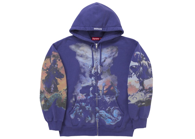 Buy シュプリーム フラゼッタ ジップアップ フーディ スウェットシャツ ウォッシュドネイビー