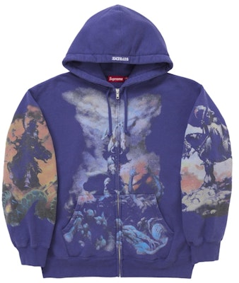 Supreme Frazetta Zip Up Hooded Sweatshirt Washed Navy Buy Supreme Frazetta Zip Up Hooded Sweatshirt Washed Navy